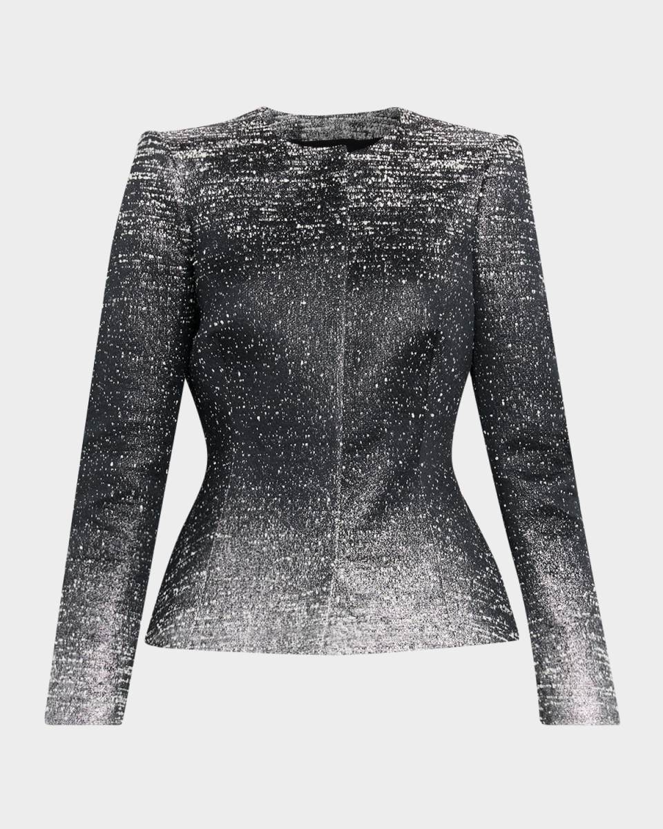 Ombre Metallic Boucle Jacquard Single-Breasted Jacket